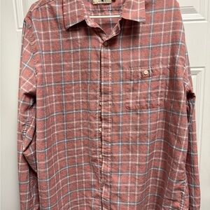 Men's Plaid Shirt - Salmon and blue plaid
